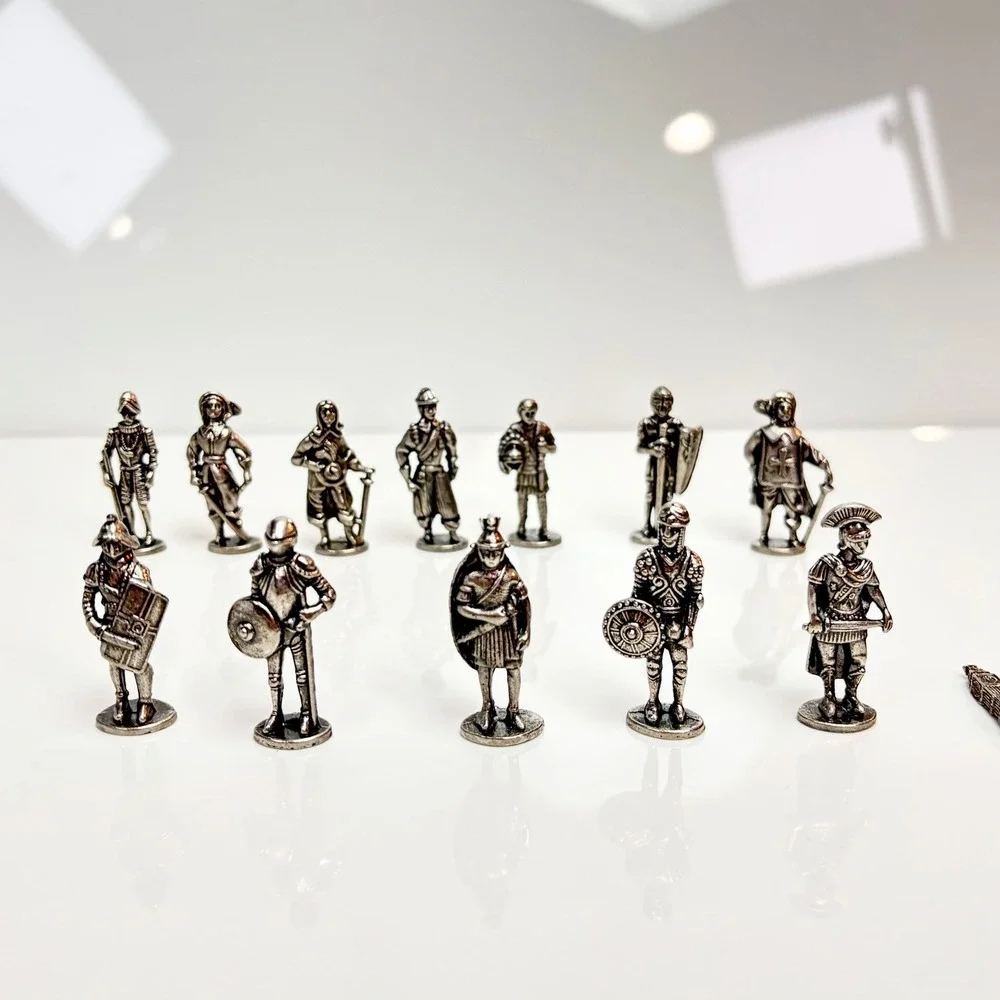 Vintage Silver Tone Toy Soldiers Metal Miniature Historical Figures 12pc Gaming